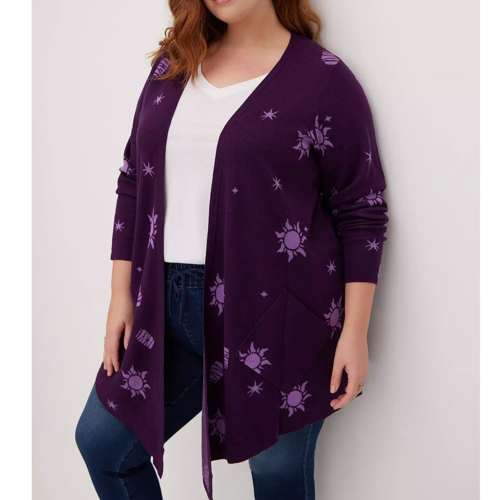 Torrid 4 (4X 26) Disney Tangled Go Live Your‎ Dream Open Cardigan Sweater Top - Picture 2 of 3